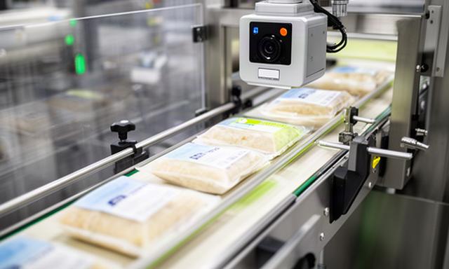 Linea di confezionamento alimentare con telecamera per controllo qualità