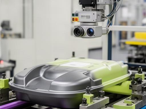 Componente automotive conforme dopo il controllo con telecamera industriale sulla linea di stampaggio