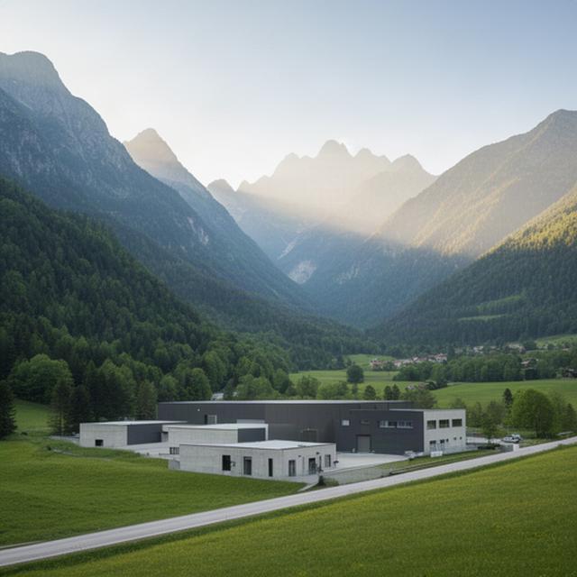 Stabilimento industriale tra le montagne della Carnia vicino a Tolmezzo